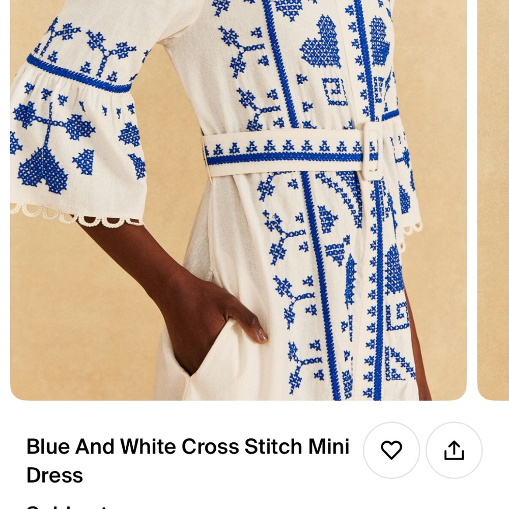 Farm rio dress white an blue size L